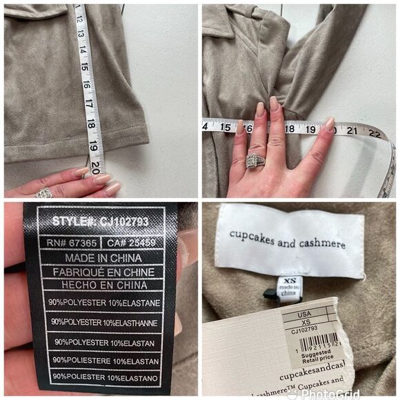 CUPCAKES & CASHMERE Robin Faux Suede Drape Front Cropped Moto Jacket - Picture 10 of 10